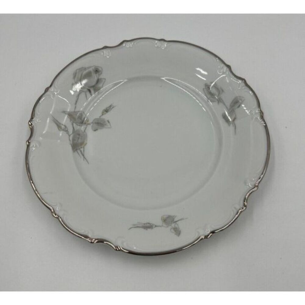 Vintage Lorenz Hutschenreuther Grey Rose Salad Plate 7 3/4" Porcelain Germany - Picture 1 of 5